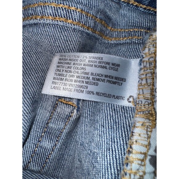 Mid-Rise Straight-Leg Recycled Blue‎ Denim Jeans With Raw Hem Wild Fable Size 14 - Picture 5 of 9